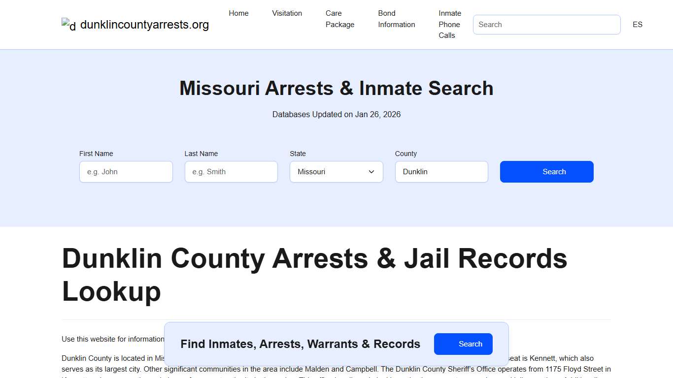 Dunklin County, MO Arrests, Warrants, Police Records Search
